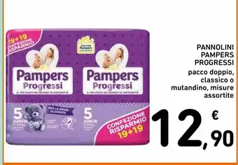 Spazio Conad Pannolini Pampers Progressi pacco doppio, classico o mutandino, misure assortite offerta
