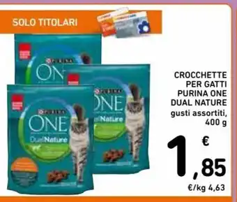 Spazio Conad Crocchette Per Gatti Purina One Dual Nature gusti assortiti, 400g offerta
