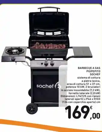 Barbecue A Gas Piùpepito Sochef  51 x 37 cm