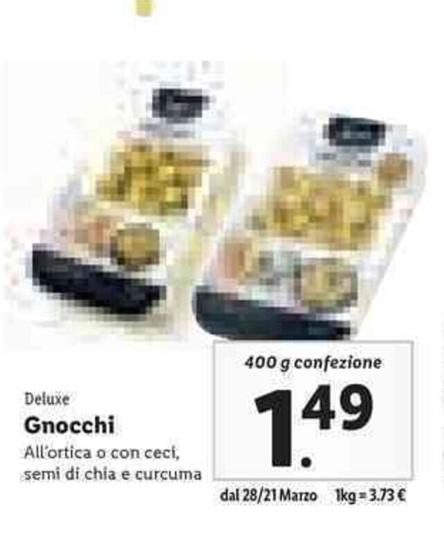 Deluxe Gnocchi 400g confezione offerta di Lidl