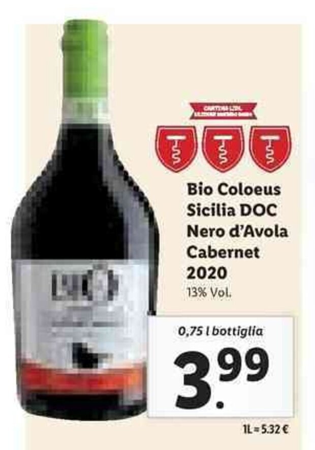 Bio Coloeus Sicilia DOC Nero d'Avola 2020 0,75 L bottiglia