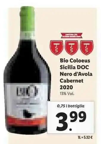Bio Coloeus Sicilia DOC Nero d'Avola Cabernet 2020 0,75 L bottiglia