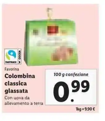 Lidl Favorina Colombina classica glassata 100g confezione offerta