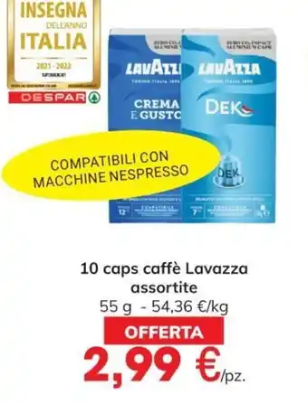 Eurospar Lavazza 10 caps caffè assortite 55 g offerta