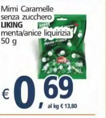 Alter Discount Liking Mimi Caramelle senza zucchero menta/anice liquirizia 50g offerta