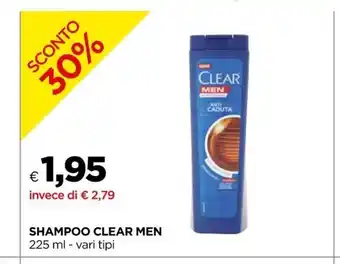 Unicoop Clear Shampoo Men 225ml offerta