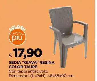 Sedia"Giava" Resina Color Taupe 46x58x90 cm