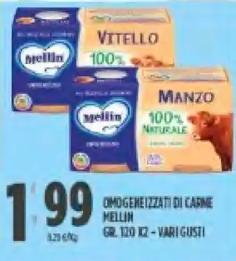 Despar Mellin Omogeneizzati di Carne 120 gr x2 - vari gusti offerta