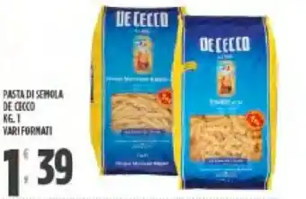 Despar De Cecco Pasta di Semola 1kg. vari formati offerta