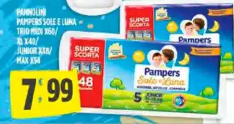 Despar Pampers Sole e Luna Pannolini Trio Midi x60/ XL x40/ Junior x48/Max x54 offerta