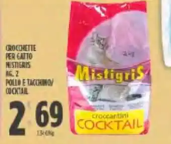 Despar Mistigris Crocchette per Gatto 2 kg. Pollo e Tacchino/Cocktail offerta