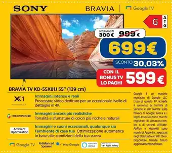 Euronics Bravia tv kd-55x81j 55" (139 cm) offerta