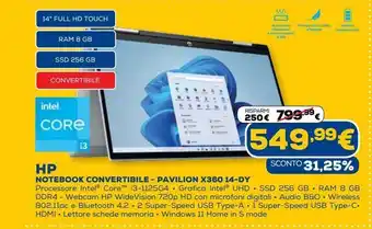 Euronics Hp notebook convertibile - pavilion x360 14-dy offerta