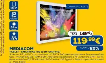 Euronics Mediacom tablet - smartpad iyo 10 (m-sp1hy4g) offerta
