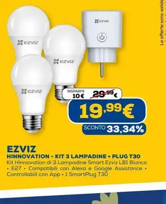 Euronics Ezviz hinnovation - kit 3 lampadine + plug t30 offerta