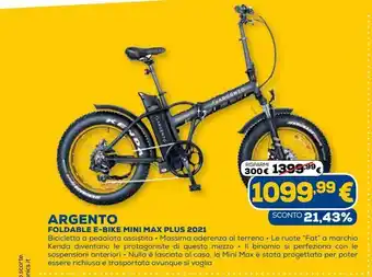 Euronics Argento foldable e-bike mini max plus 2021 offerta