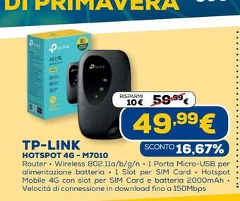 Euronics Tp-link hotspot 4g - m7010 offerta