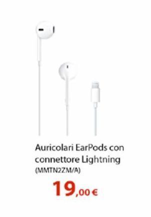 EARPODS AURICOLARI APPLE CON TELECOMANDO E MICROFONO (Connettore Lightning)  - MMTN2ZM/A