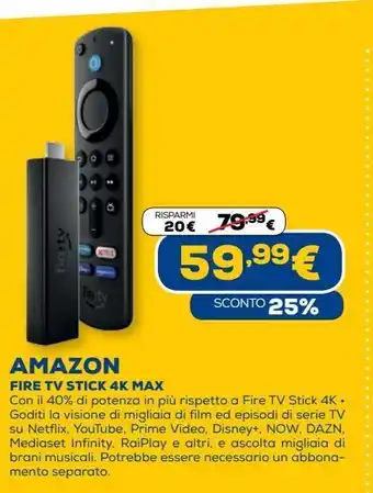 Euronics Amazon fire tv stick 4k max offerta