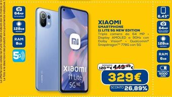 Euronics Xiaomi smartphone 11 lite 5g new edition offerta