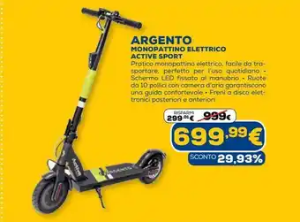 Euronics Argento monopattino elettrico active sport offerta