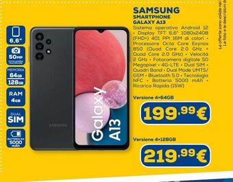 Euronics Samsung smartphone galaxy a13 offerta