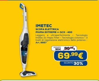 Euronics Imetec scopa elettrica piuma extreme ++ sc3 - 400 offerta