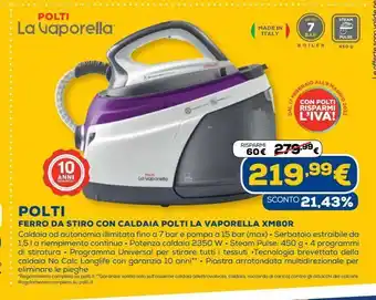 Euronics Polti ferro da stiro con caldaia polti la vaporella xm80r offerta