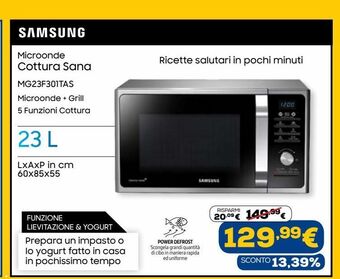 Euronics Microonde cottura sana mg23f301tas offerta