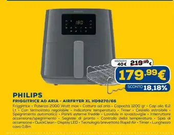 Euronics Philips friggitrice ad aria - airfryer xl hd9270/66 offerta