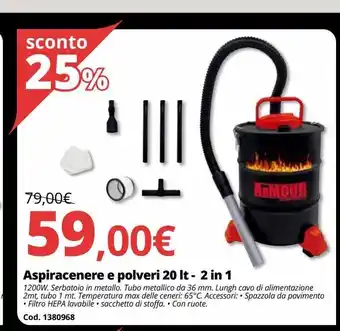 Brico Io Aspiracenere e polveri 20 lt - 2 in 1 offerta
