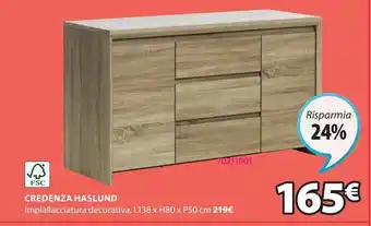 JYSK Credenza haslund 2 ante 3 cassetti rovere offerta