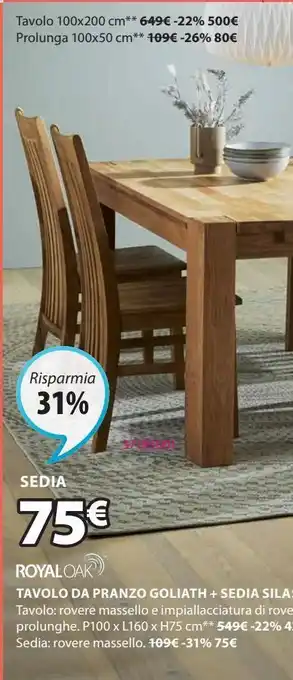JYSK Sedia silas/sillerup rovere massello offerta