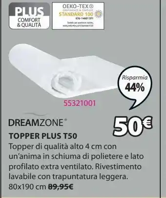 JYSK Dreamzone topper plus t50 offerta
