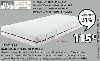 JYSK Dreamzone materasso in schiuma plus f50 offerta