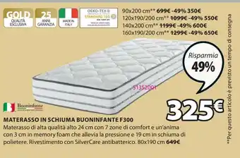 JYSK Materasso in schiuma buonifante f300 - cm 80x190 offerta