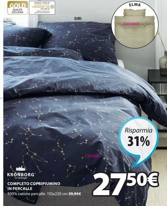 JYSK Completo copripiumino in percalle offerta