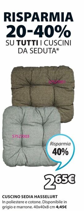 JYSK Cuscino sedia hasselurt offerta