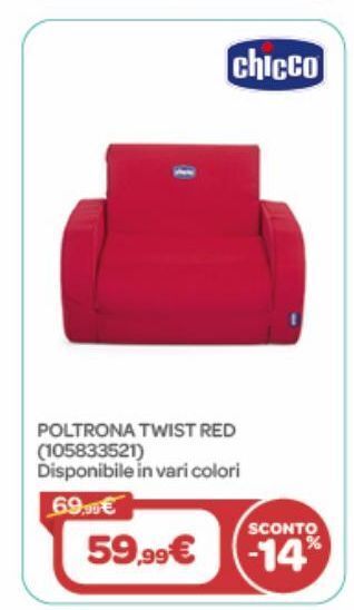 Bimbo Store Poltrona twist red chicco offerta