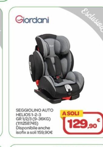 Bimbo Store Seggiolino auto helios 1-2-3 offerta