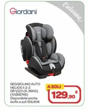 Bimbo Store Seggiolino auto helios 1-2-3 gr 1/2/3 (9-36kg) offerta