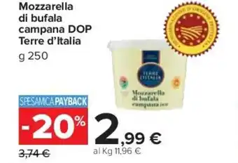 Carrefour Iper Terre d'Italia Mozzarella di bufala campana DOP 250g offerta