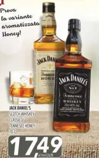 Coop Jack Daniel's Scotch Whiskey Classico/Tennesee Honey 70cl offerta