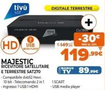 Expert Majestic Ricevitore Satellitare e Terrestre Sat 270 offerta