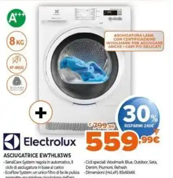 Expert Electrolux Asciugatrice EW7HL83WS offerta