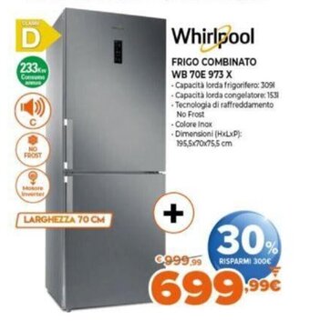 Expert Whirlpool Frigo Combinato WB 70E 973 X offerta