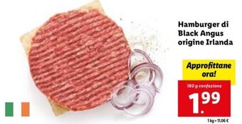 Lidl Hamburger di Black Angus origine Irlanda 180 g offerta