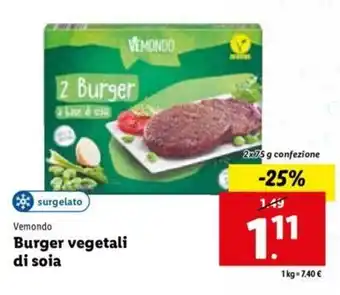 Lidl Vemondo Burger vegetali di soia 2x75 g offerta