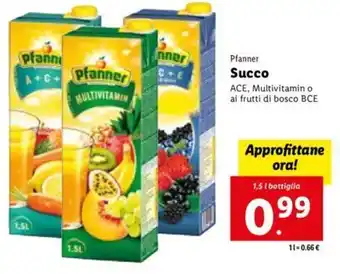 Lidl Pfanner Succo ACE, Multivitamin o ai frutti di bosco BCE 1,5 L offerta