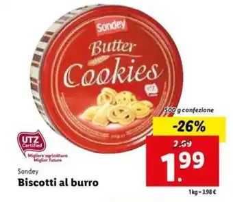 Lidl Sondey Biscotti al burro 500 g offerta